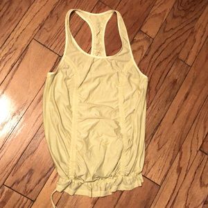 New Lululemon sz 10 Blouson long sports tank top yellow stripe no built on bra